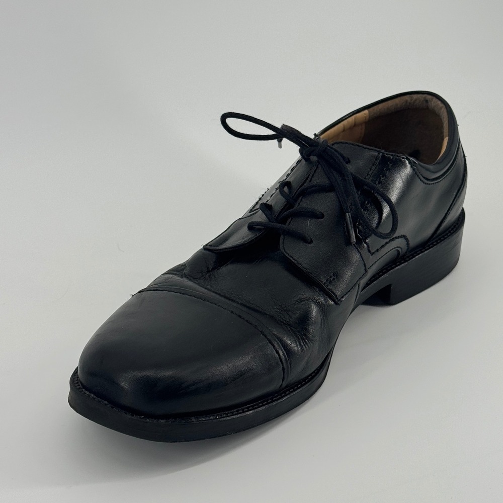 Chaps Mens 12W Black Leather Cap Toe Oxford Dress Shoes Wide Width Professional - Picture 7 of 9